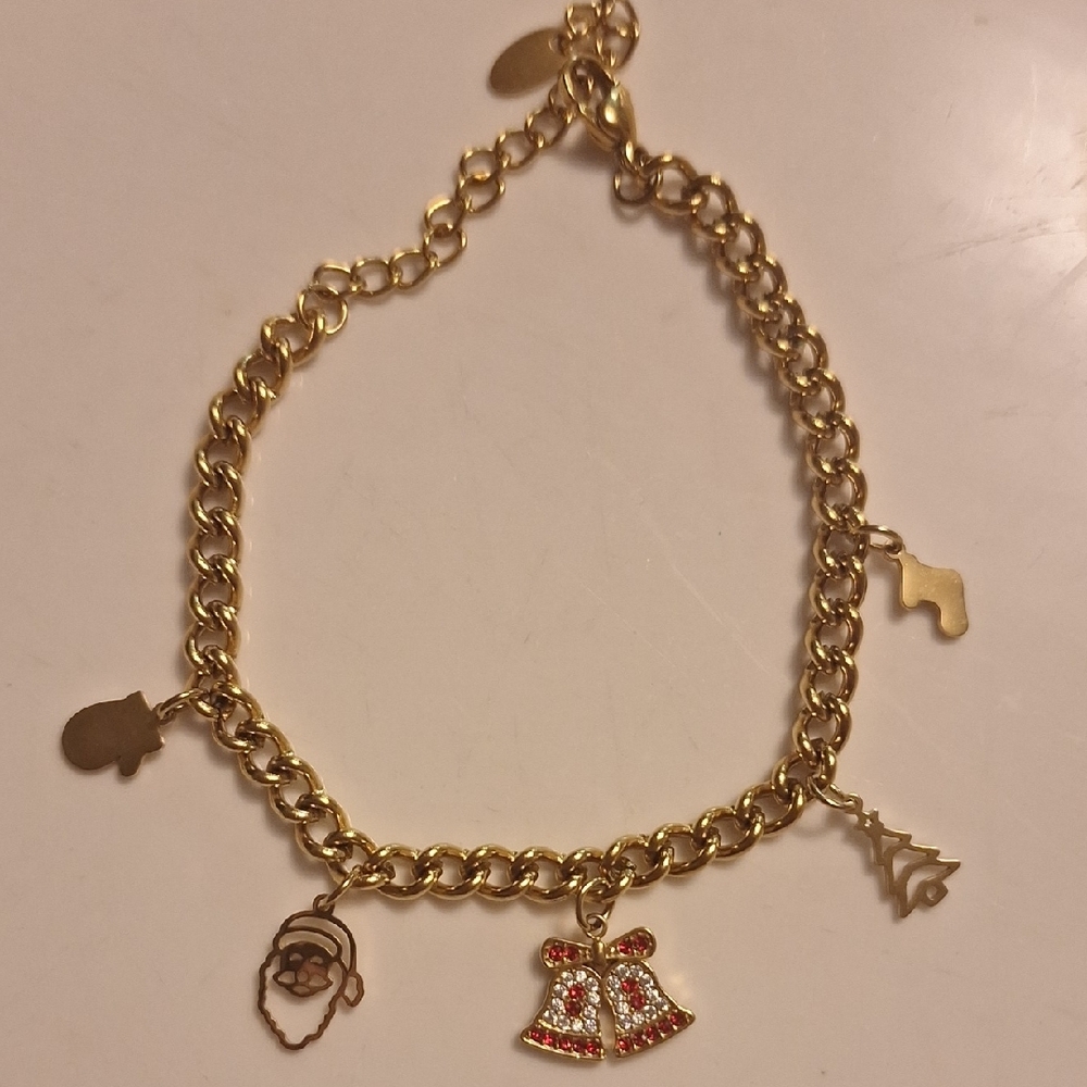 Gold Charm Bracelet with Festive Accents